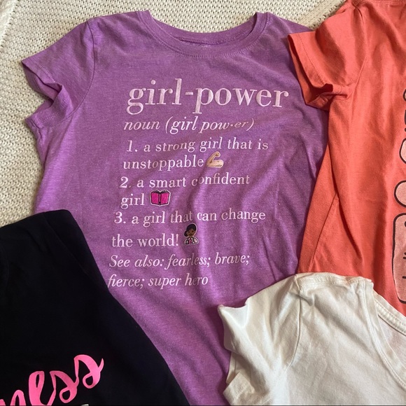 Sold: Girls 10/12 Girl Power Tees - Picture 3 of 7